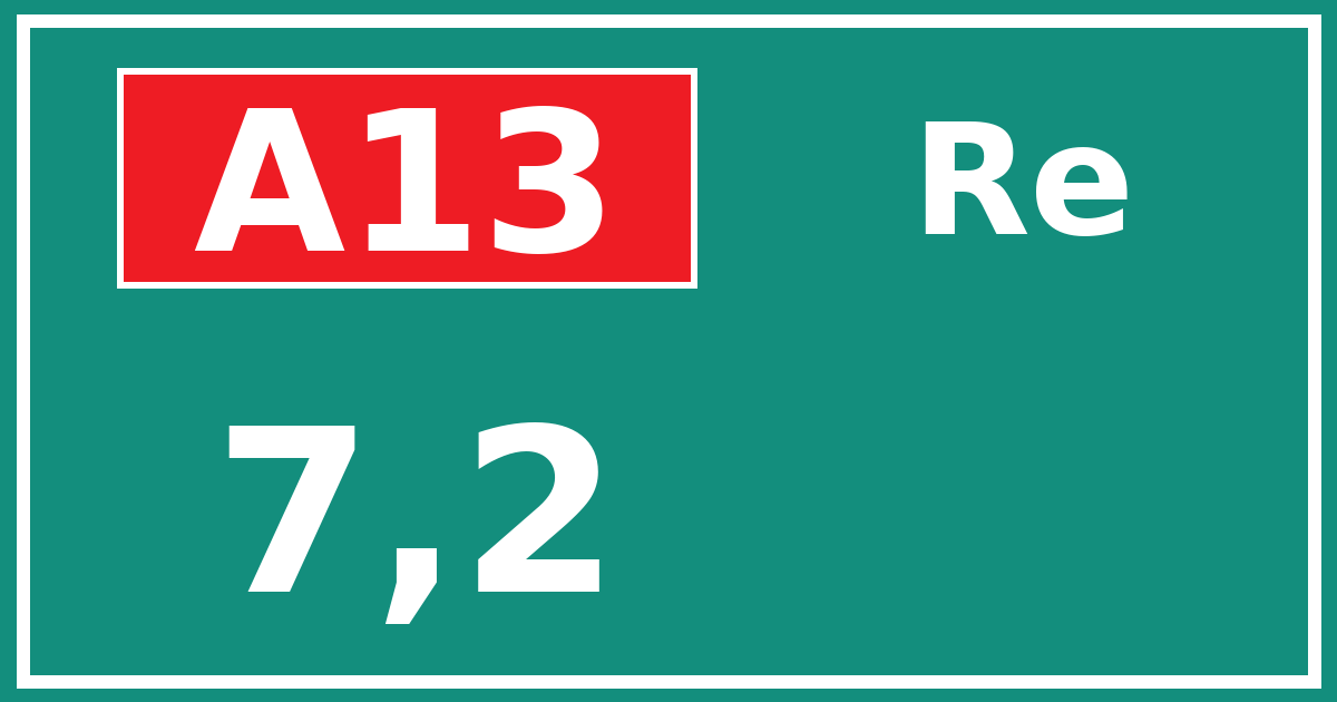 Hectometerbord A13 7,2 zijde Re
