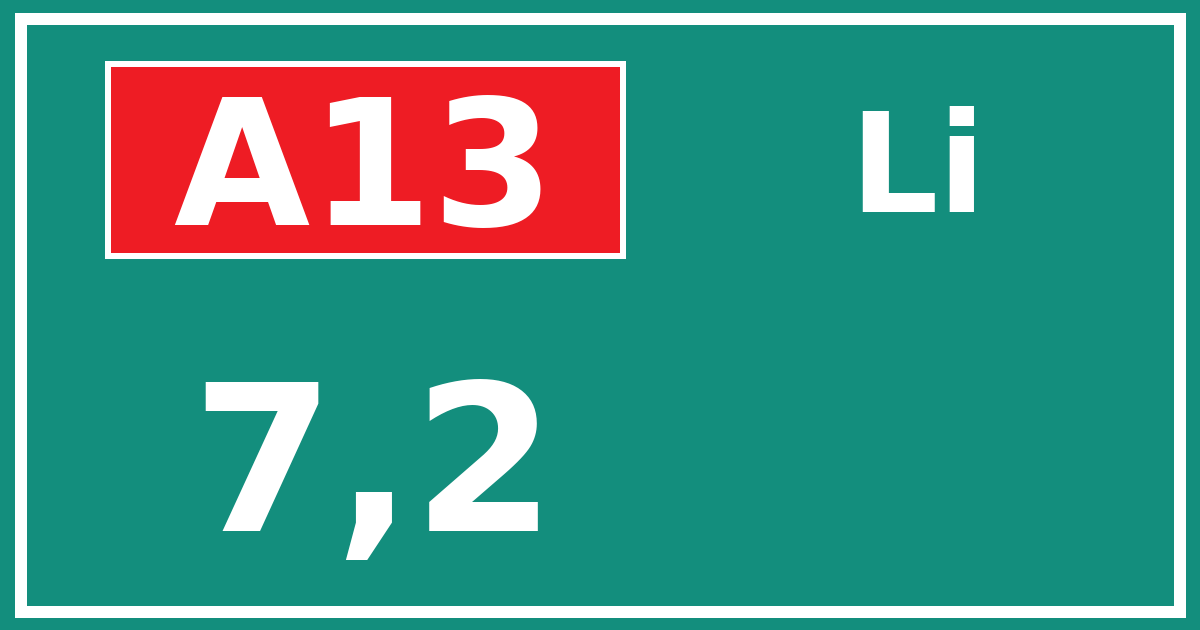 Hectometerbord A13 7,2 zijde Li