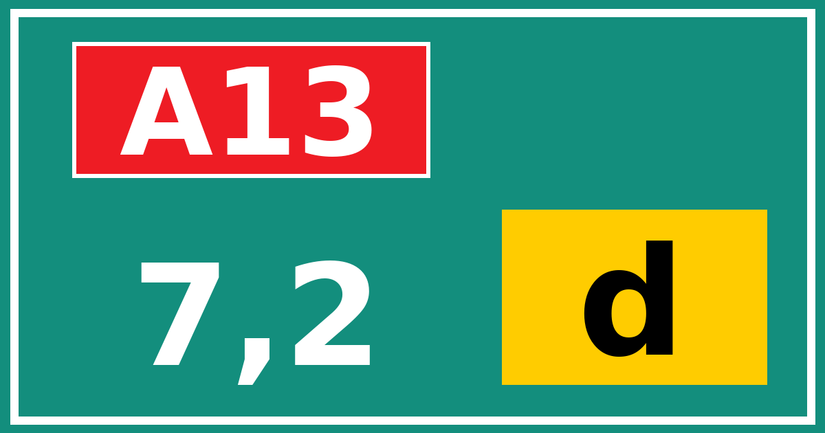 Hectometerbord A13 7,2 letter d