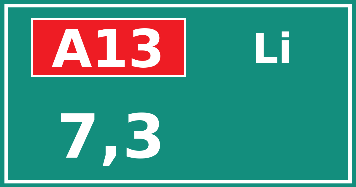 Hectometerbord A13 7,3 zijde Li