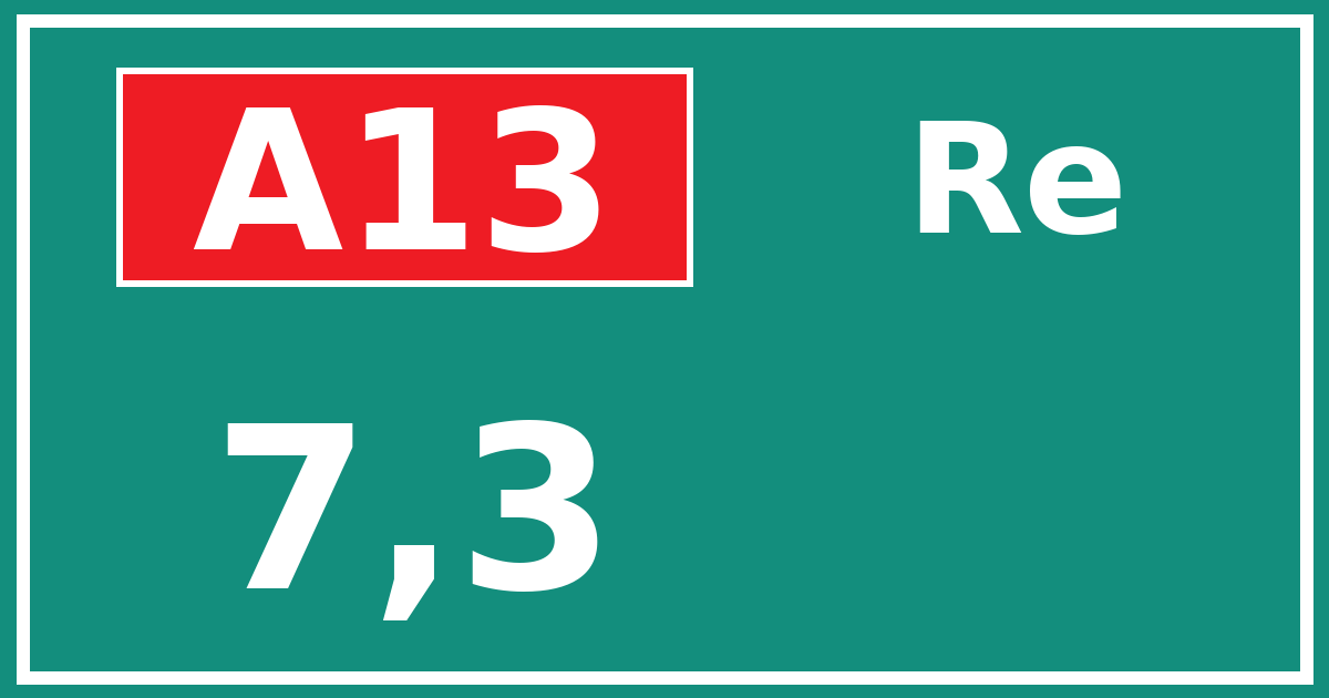 Hectometerbord A13 7,3 zijde Re