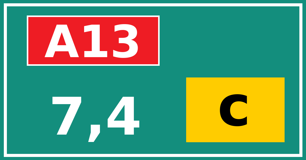 Hectometerbord A13 7,4 letter c