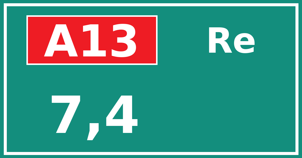 Hectometerbord A13 7,4 zijde Re