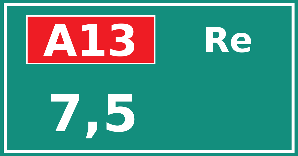 Hectometerbord A13 7,5 zijde Re