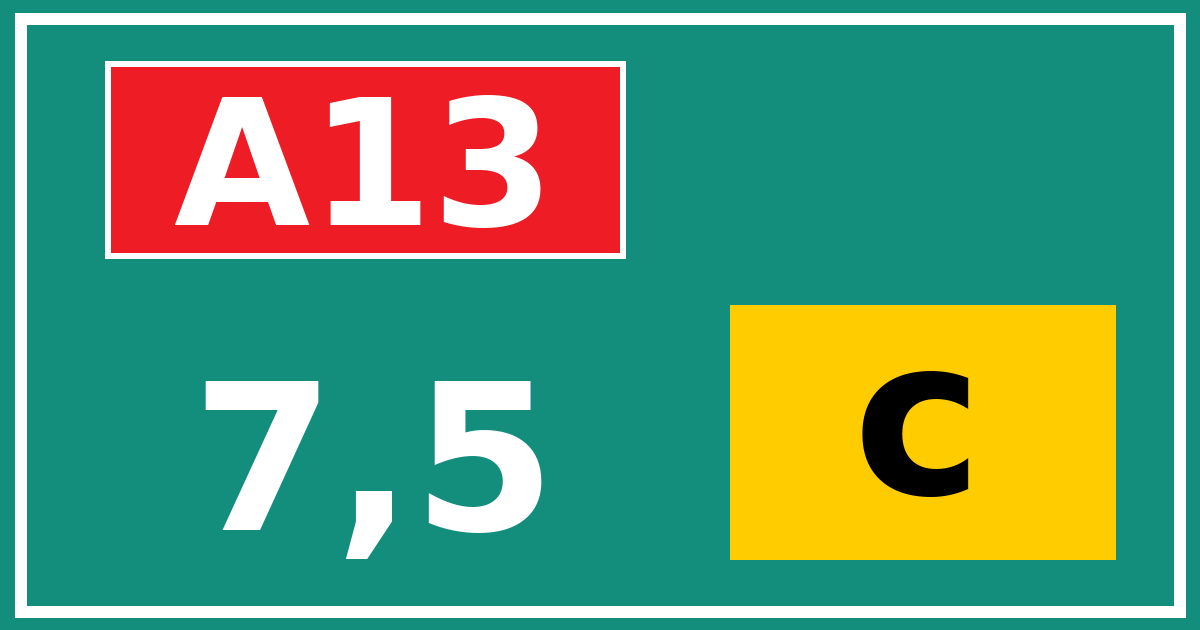 Hectometerbord A13 7,5 letter c