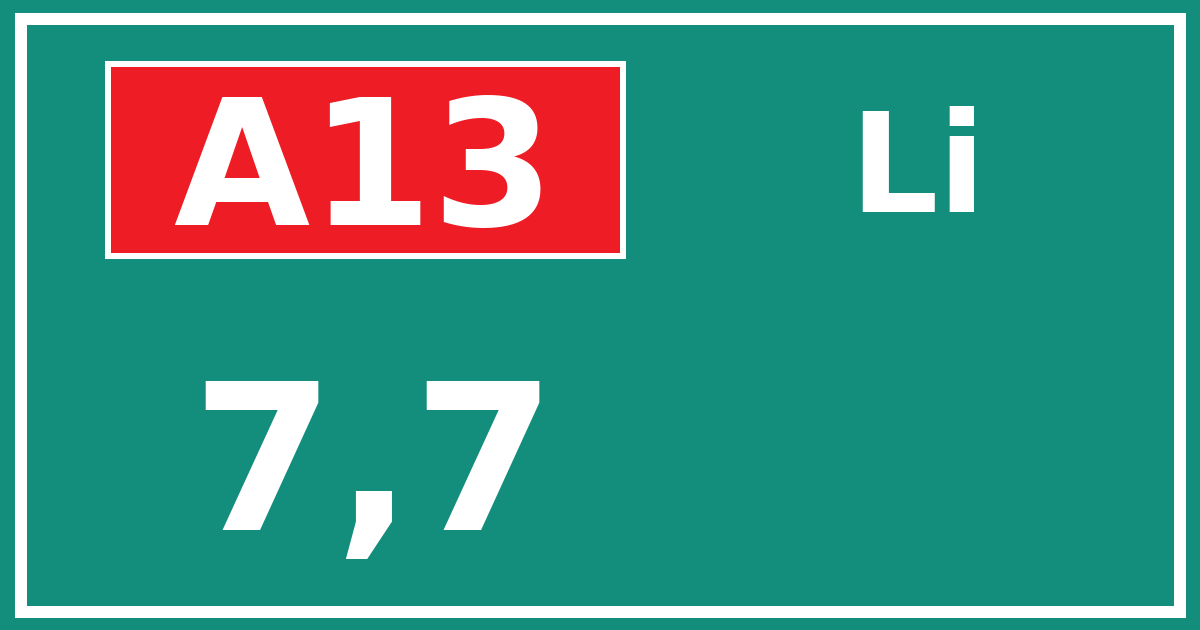 Hectometerbord A13 7,7 zijde Li
