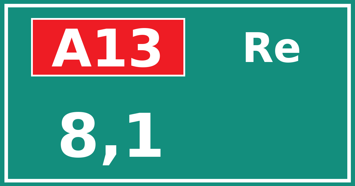 Hectometerbord A13 8,1 zijde Re