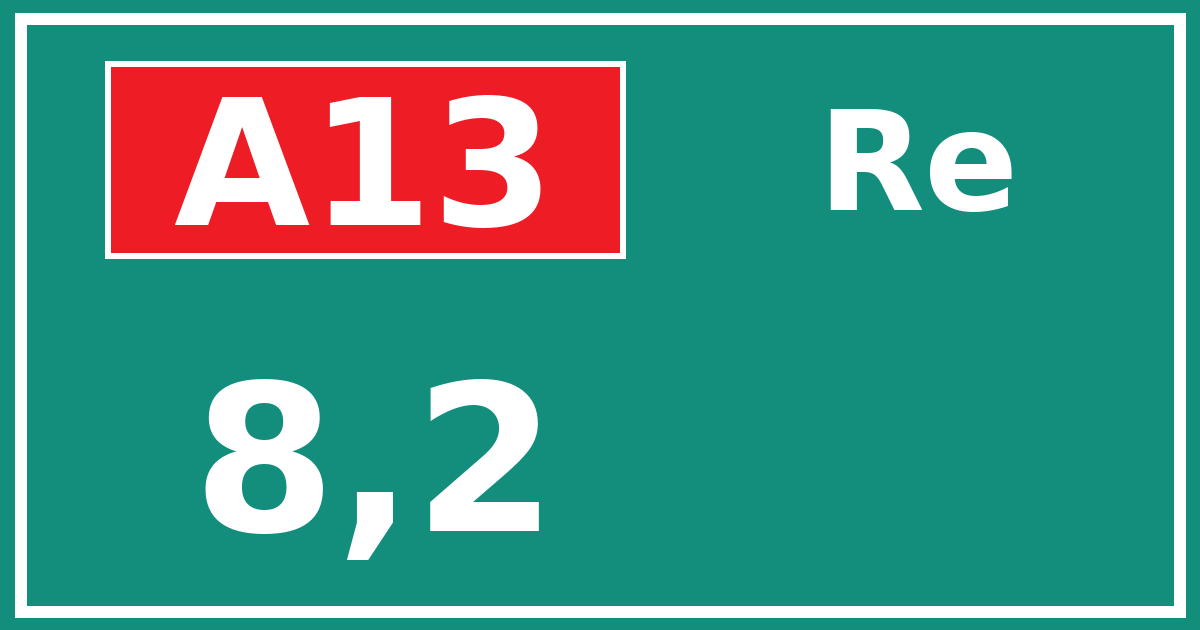 Hectometerbord A13 8,2 zijde Re