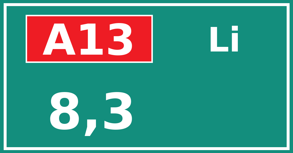 Hectometerbord A13 8,3 zijde Li