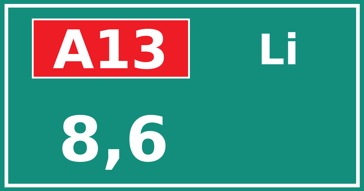 Hectometerbord A13 8,6 zijde Li