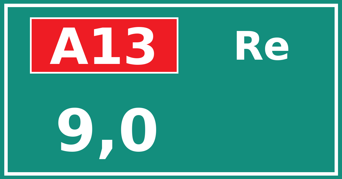 Hectometerbord A13 9,0 zijde Re