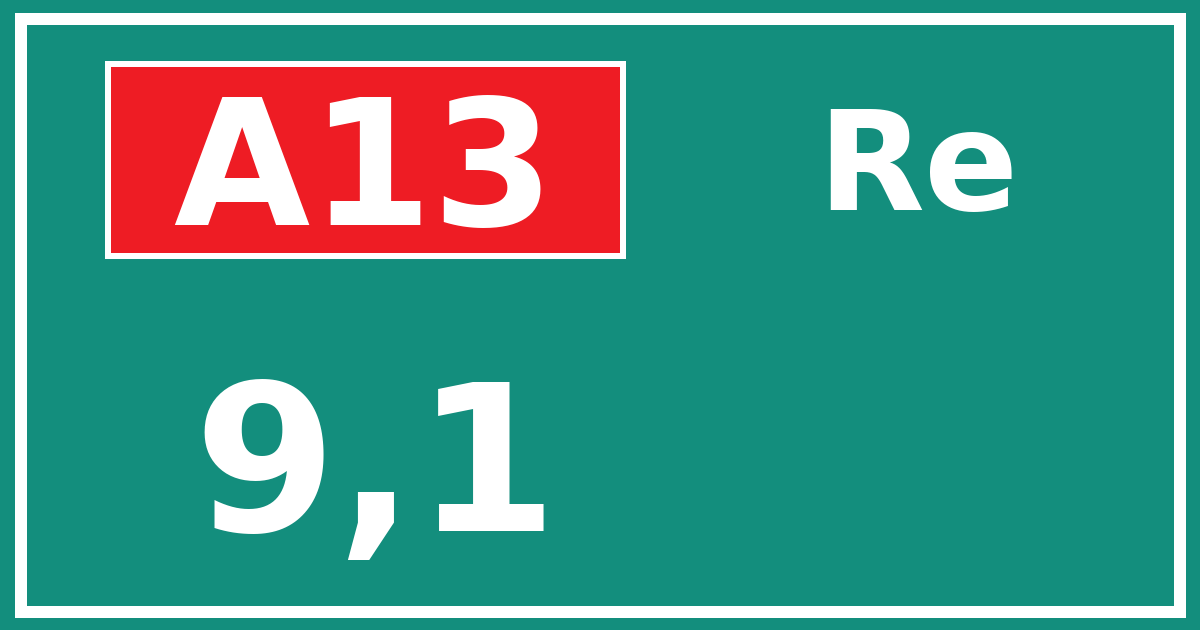 Hectometerbord A13 9,1 zijde Re