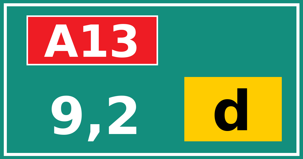 Hectometerbord A13 9,2 letter d