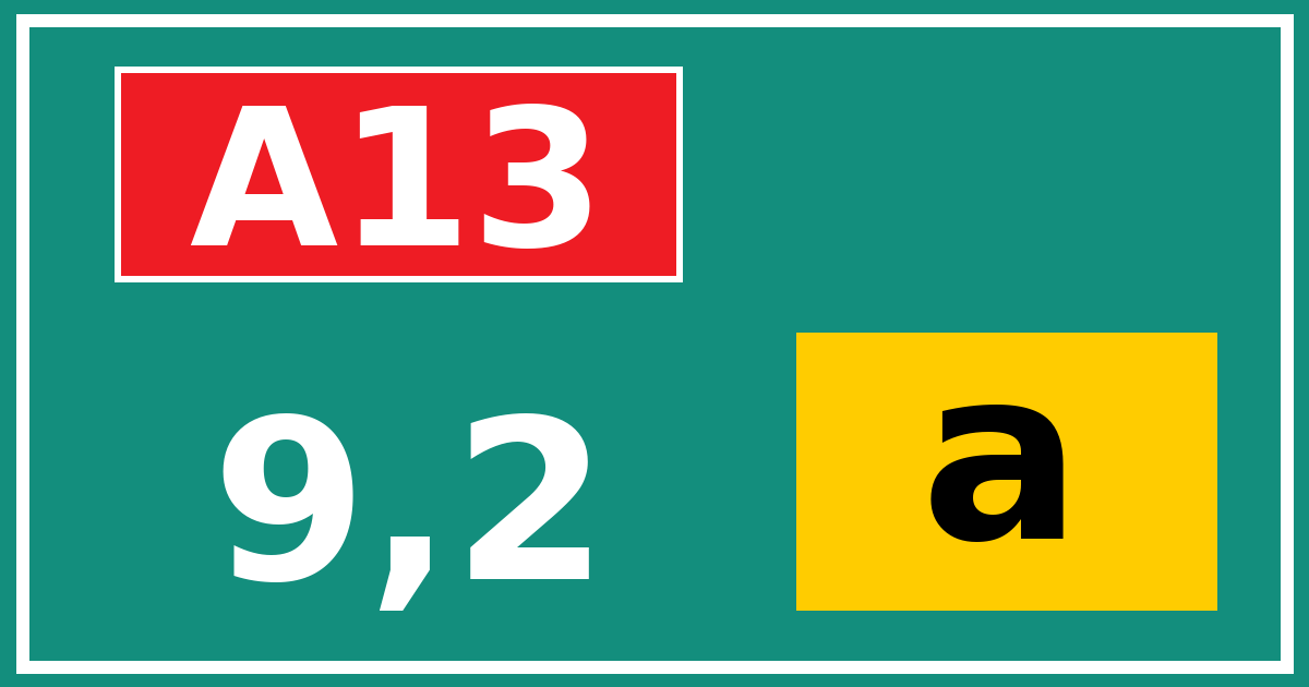 Hectometerbord A13 9,2 letter a