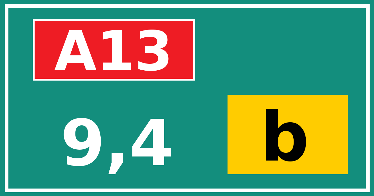 Hectometerbord A13 9,4 letter b