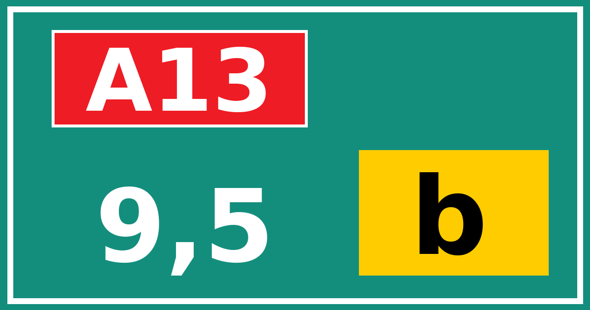 Hectometerbord A13 9,5 letter b