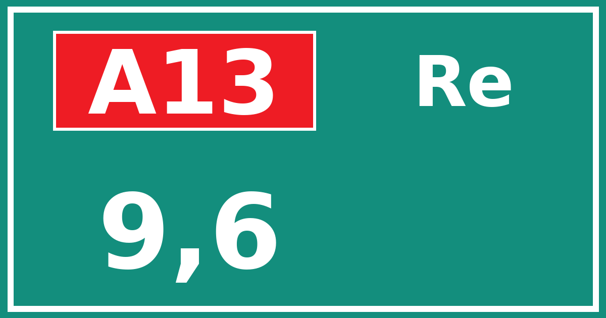 Hectometerbord A13 9,6 zijde Re