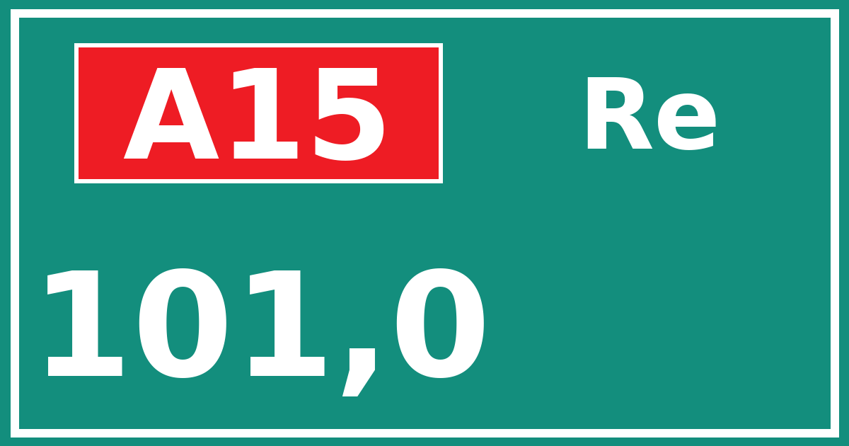 Hectometerbord A15 101,0 zijde Re