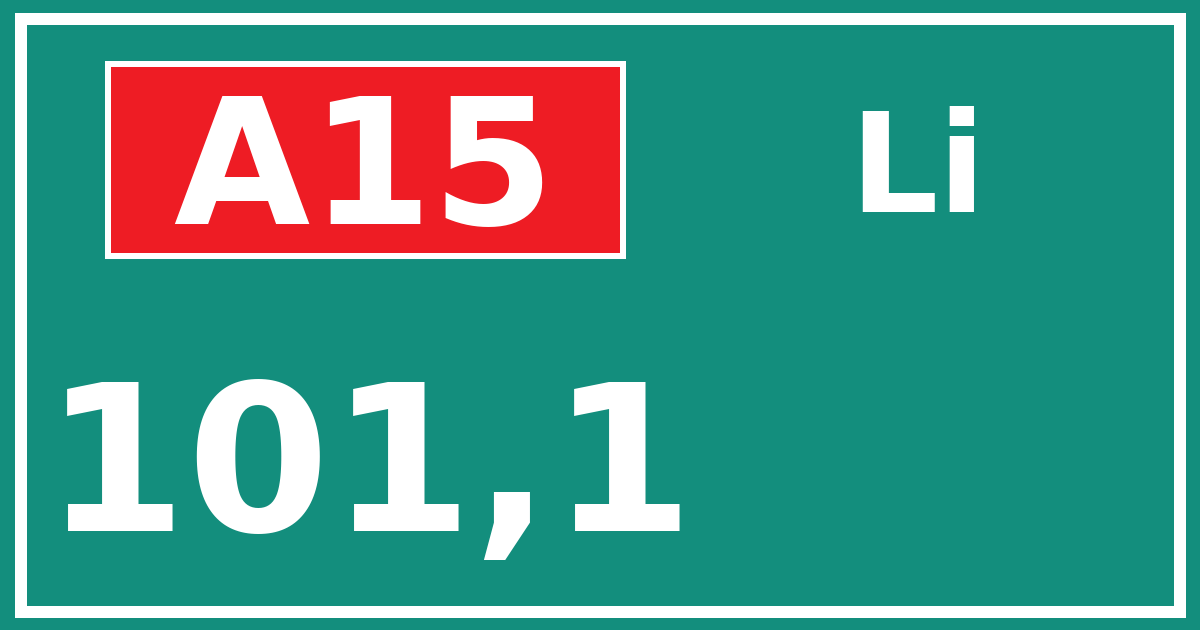 Hectometerbord A15 101,1 zijde Li
