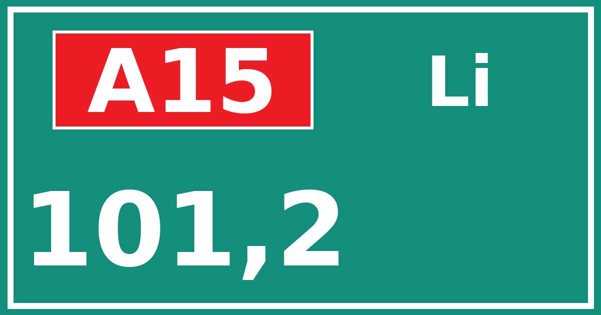 Hectometerbord A15 101,2 zijde Li