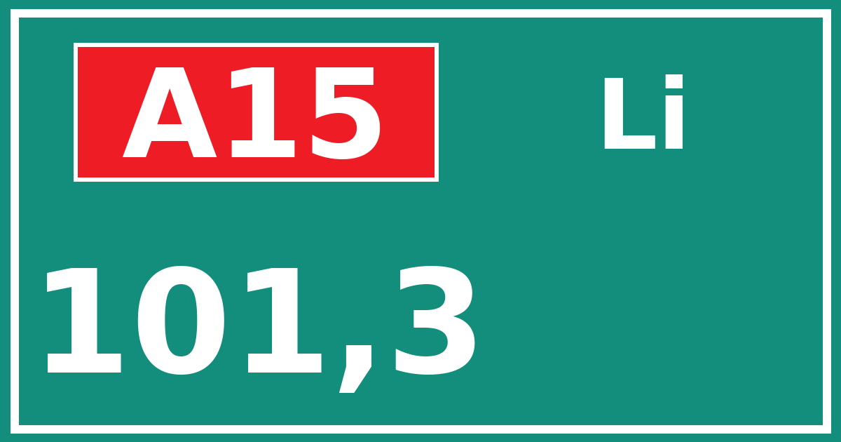 Hectometerbord A15 101,3 zijde Li