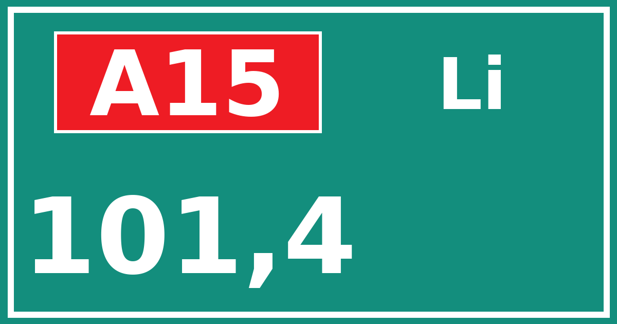 Hectometerbord A15 101,4 zijde Li