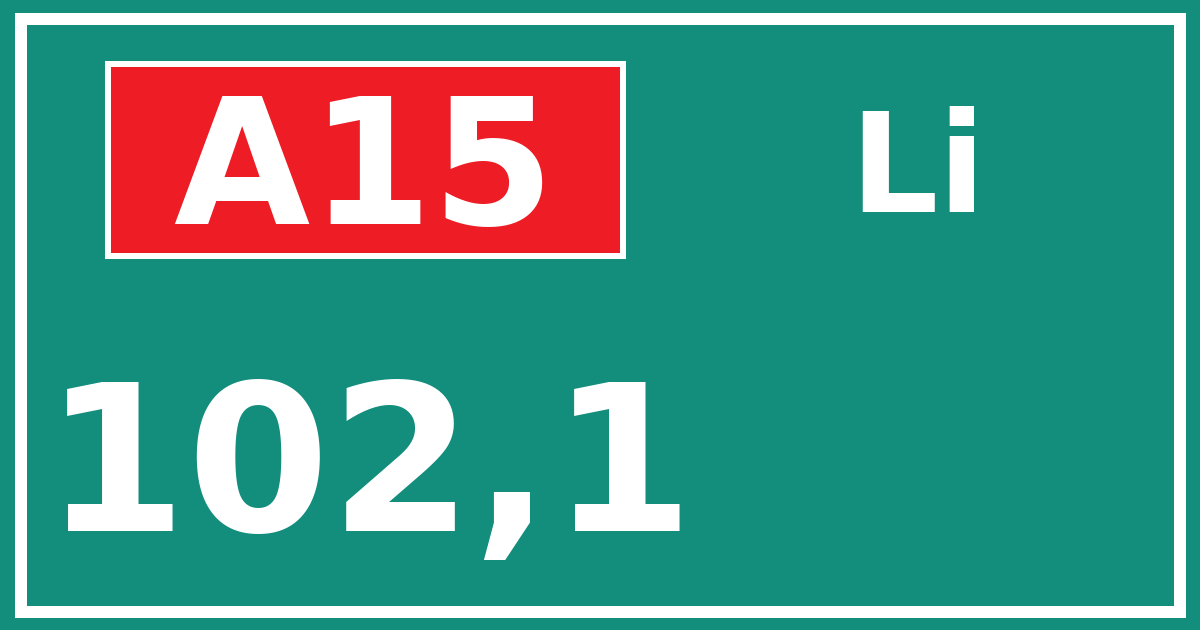 Hectometerbord A15 102,1 zijde Li