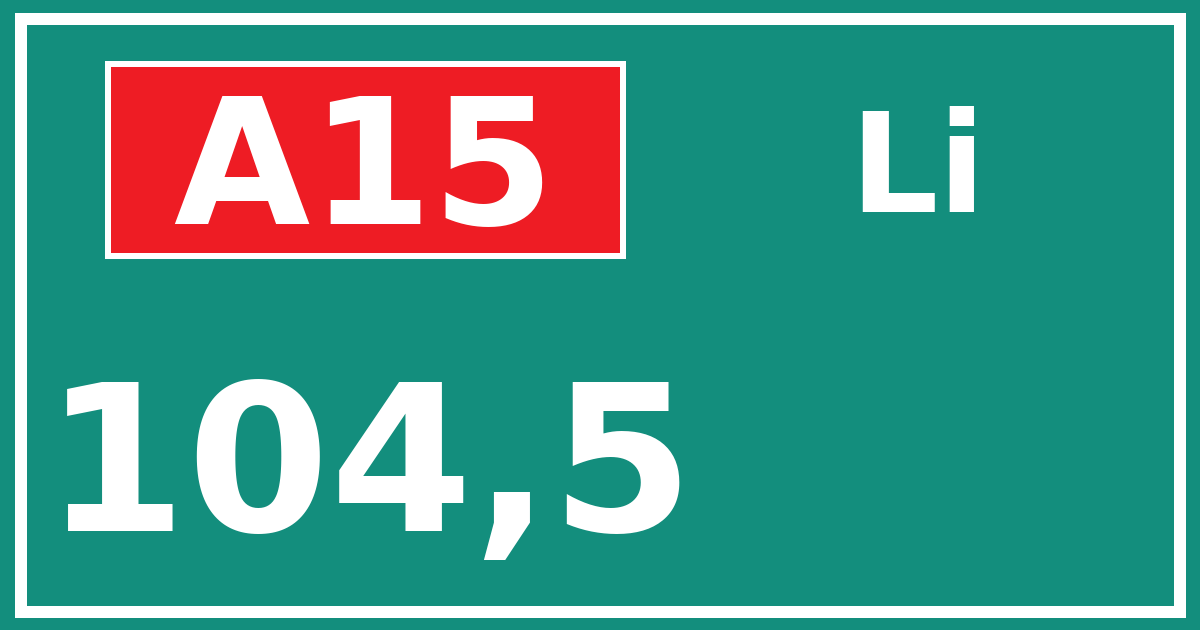 Hectometerbord A15 104,5 zijde Li