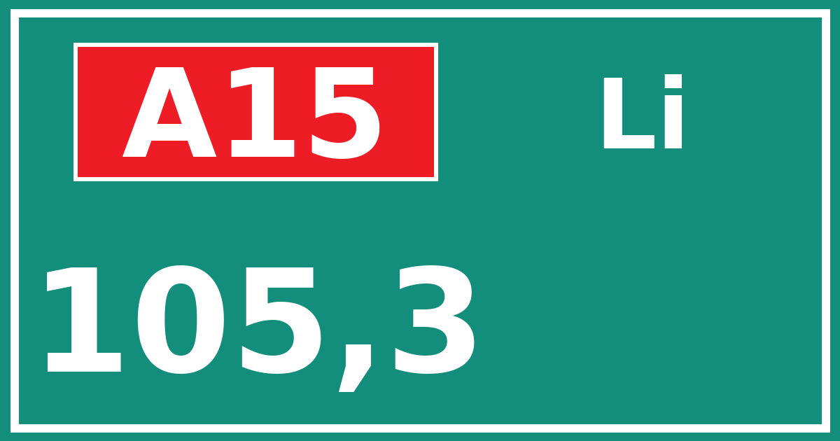 Hectometerbord A15 105,3 zijde Li