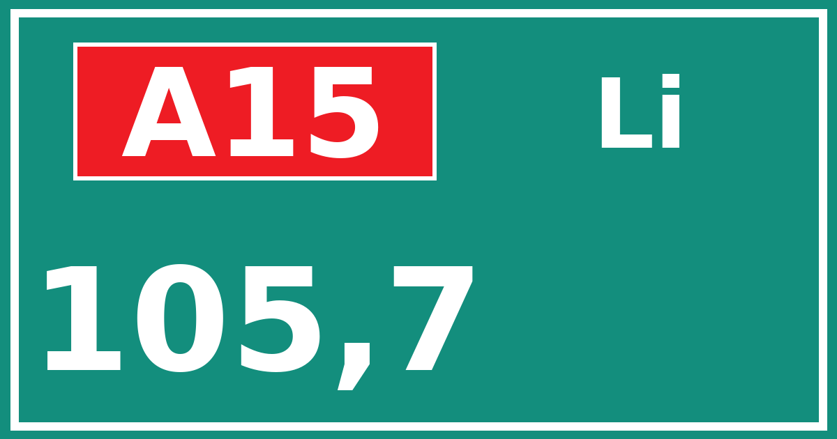 Hectometerbord A15 105,7 zijde Li
