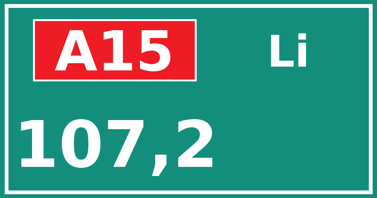 Hectometerbord A15 107,2 zijde Li