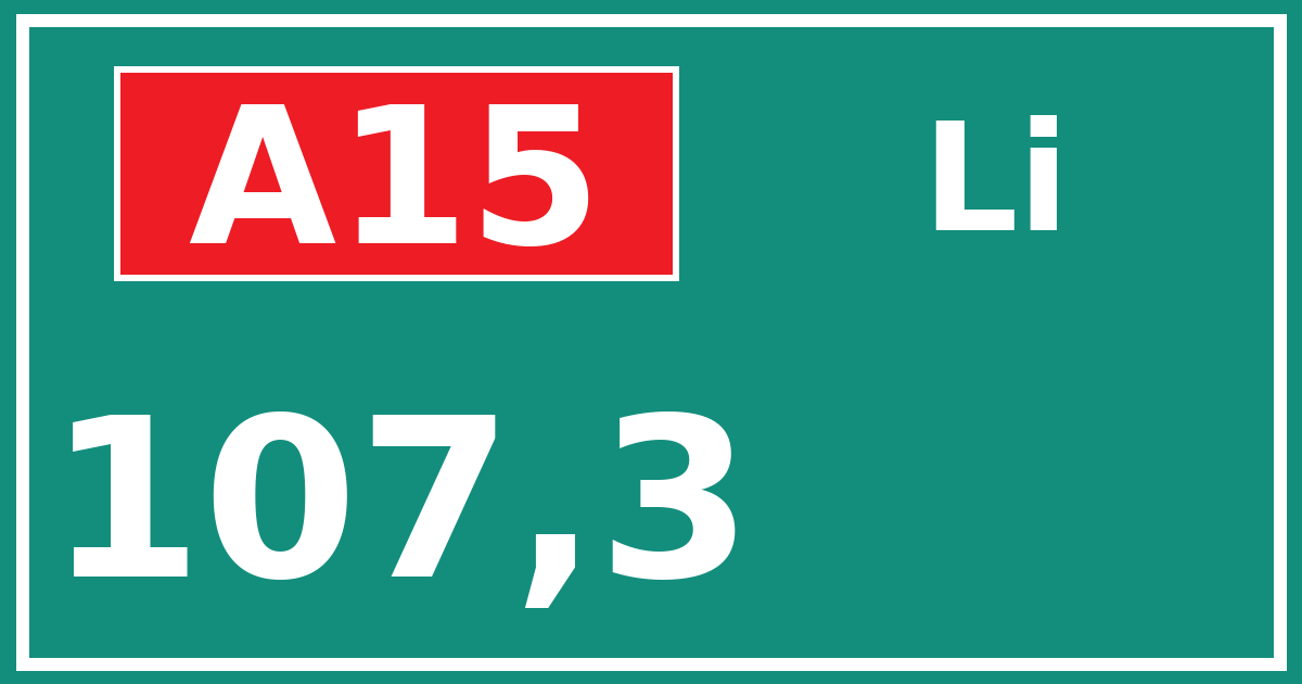Hectometerbord A15 107,3 zijde Li