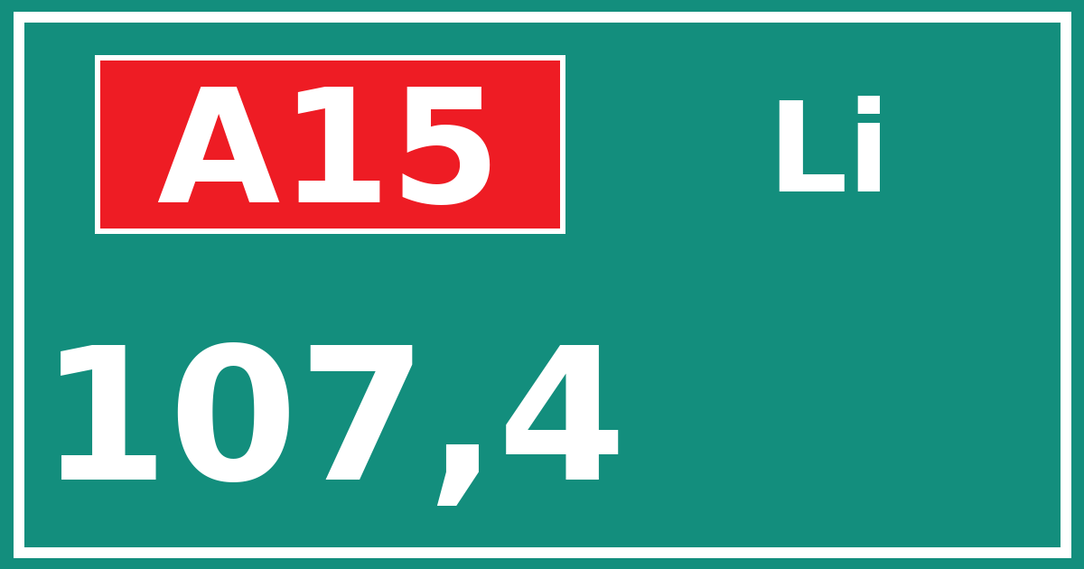 Hectometerbord A15 107,4 zijde Li