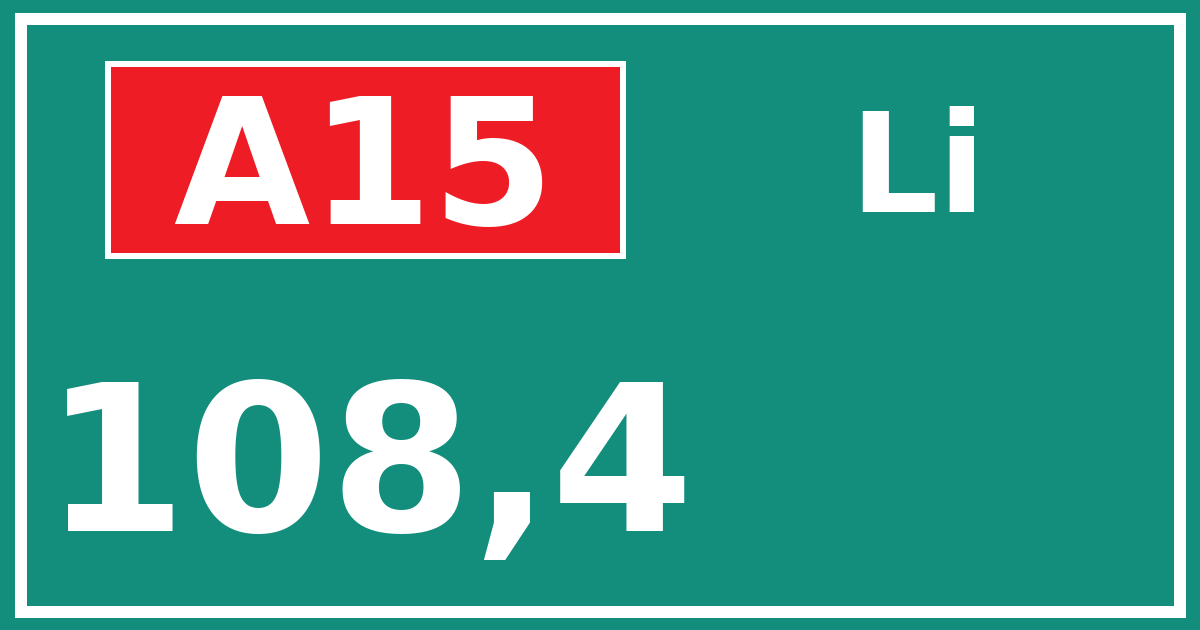 Hectometerbord A15 108,4 zijde Li