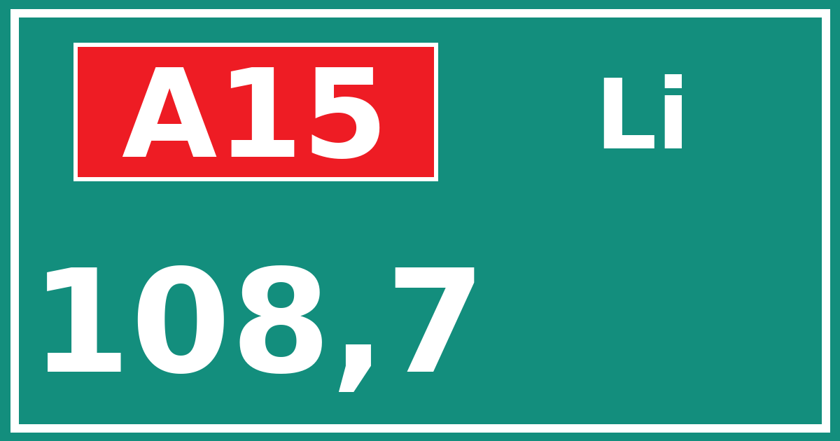 Hectometerbord A15 108,7 zijde Li