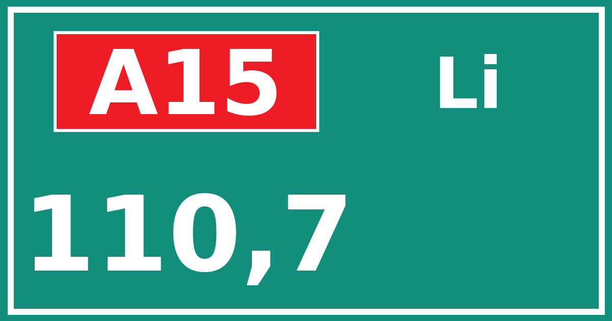 Hectometerbord A15 110,7 zijde Li