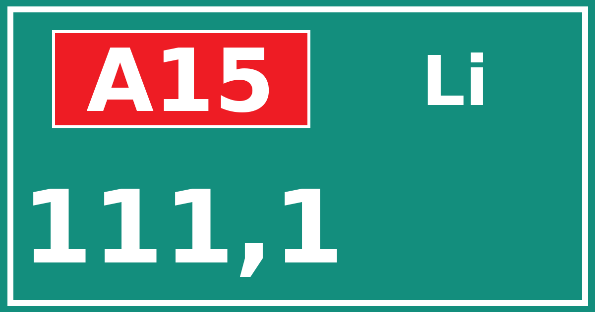 Hectometerbord A15 111,1 zijde Li
