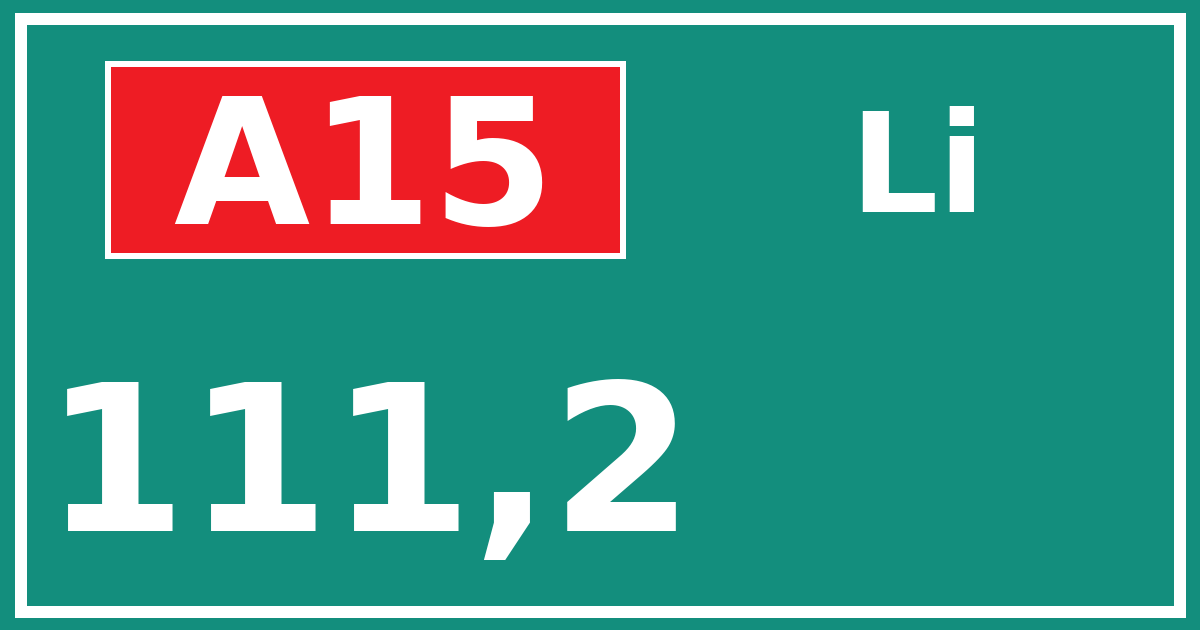 Hectometerbord A15 111,2 zijde Li