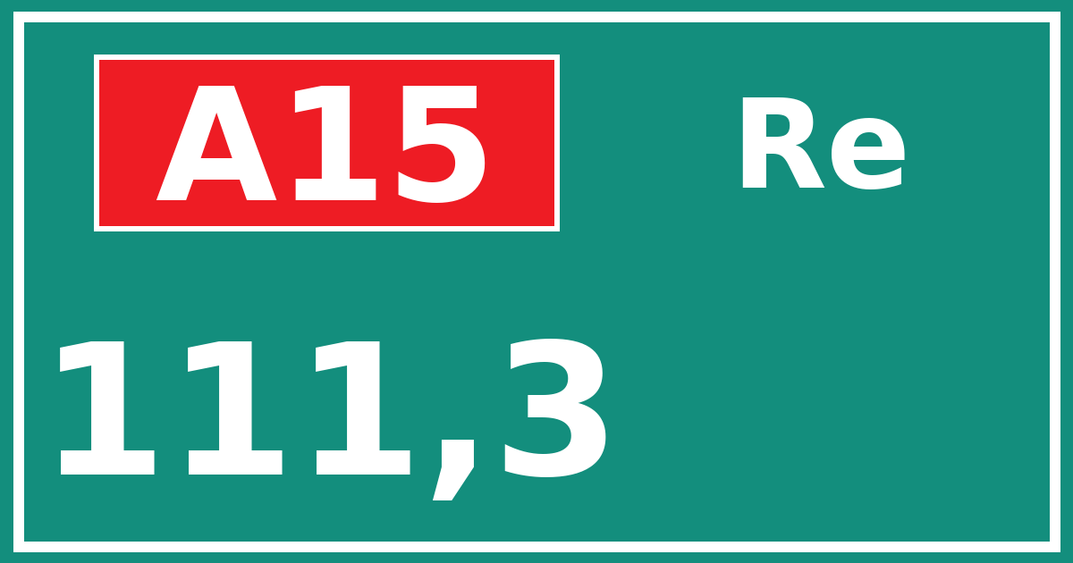 Hectometerbord A15 111,3 zijde Re