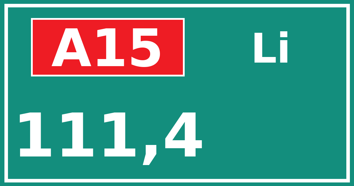 Hectometerbord A15 111,4 zijde Li