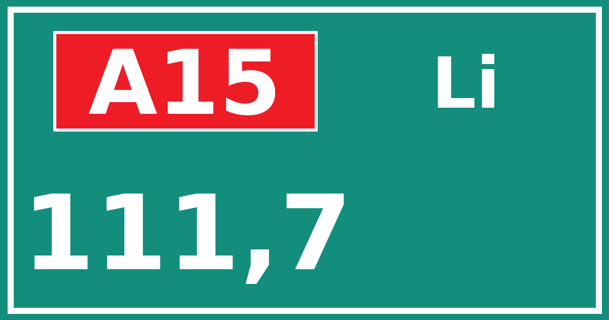 Hectometerbord A15 111,7 zijde Li