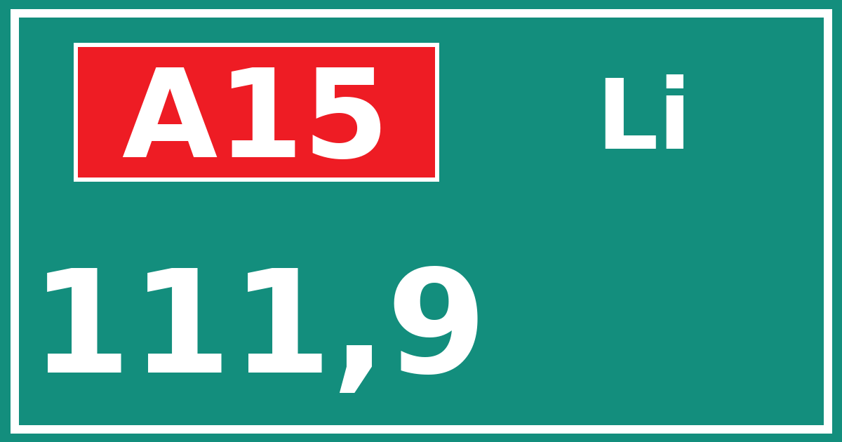 Hectometerbord A15 111,9 zijde Li