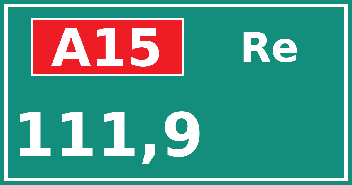 Hectometerbord A15 111,9 zijde Re