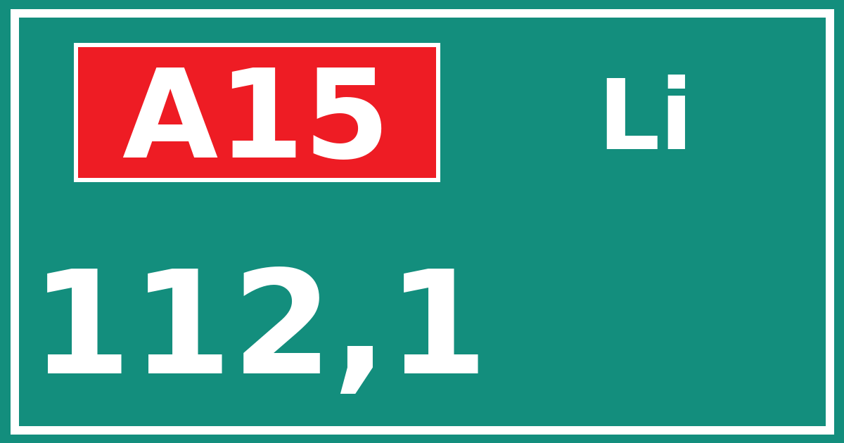 Hectometerbord A15 112,1 zijde Li