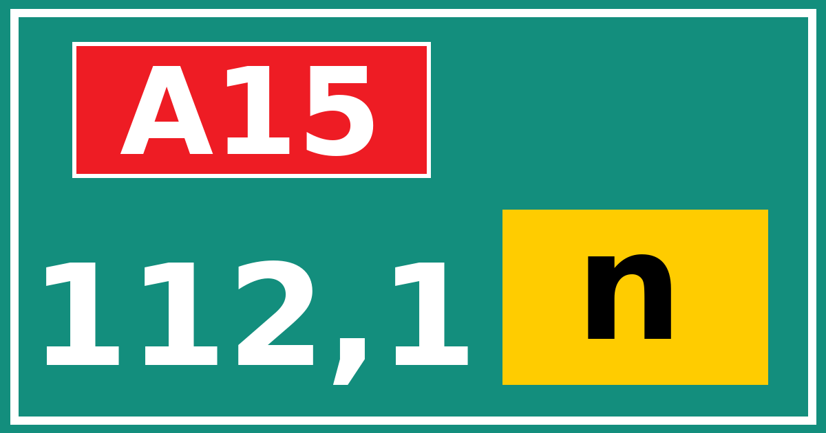 Hectometerbord A15 112,1 letter n