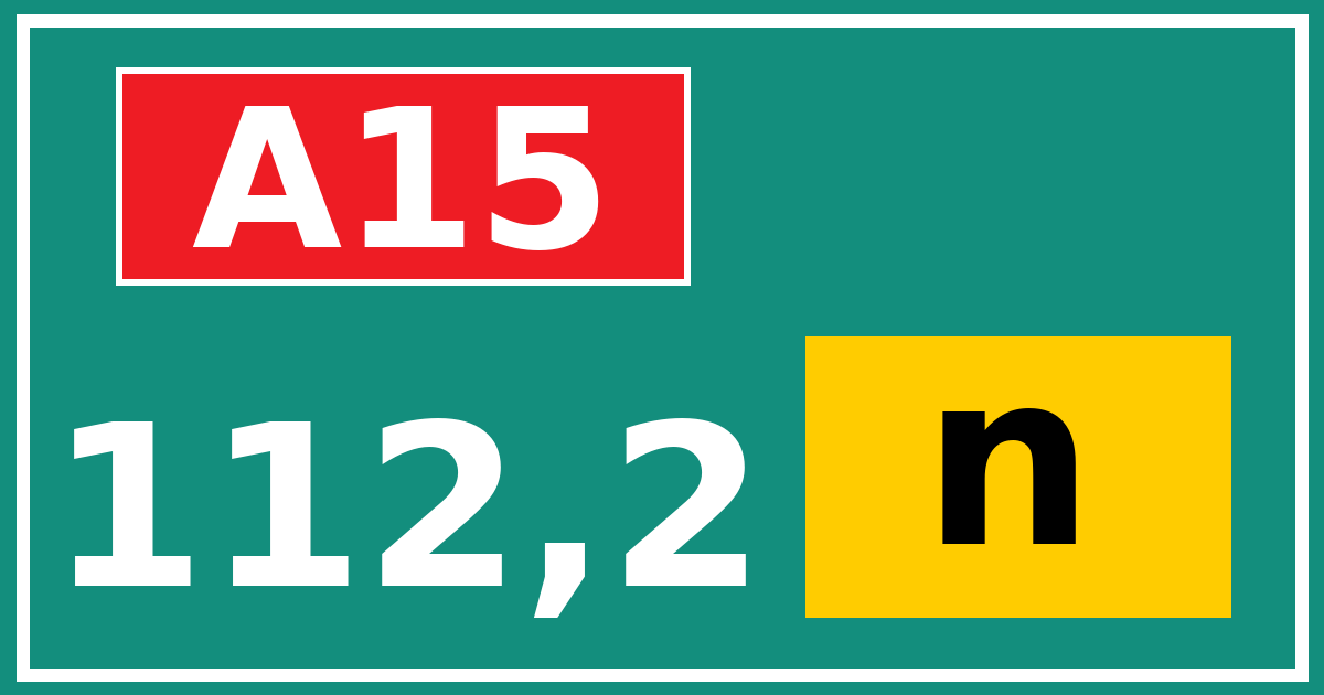 Hectometerbord A15 112,2 letter n