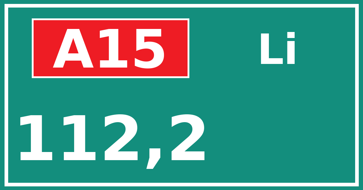 Hectometerbord A15 112,2 zijde Li