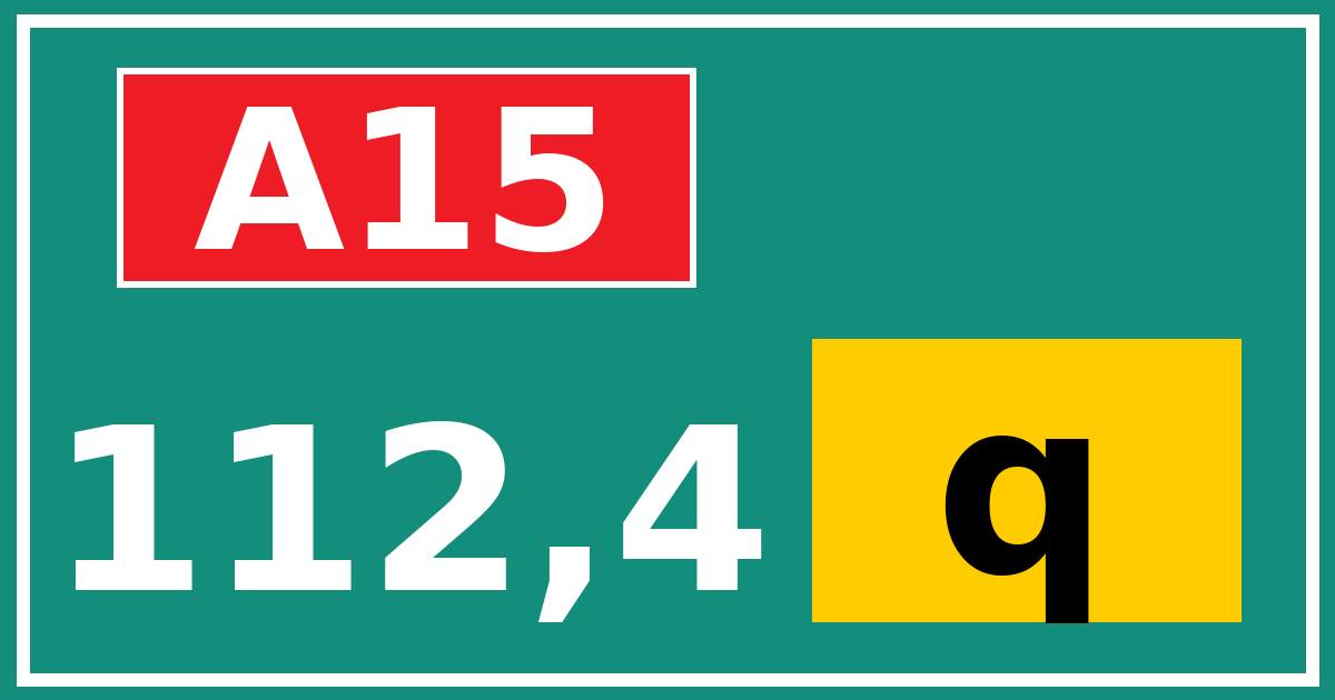 Hectometerbord A15 112,4 letter q