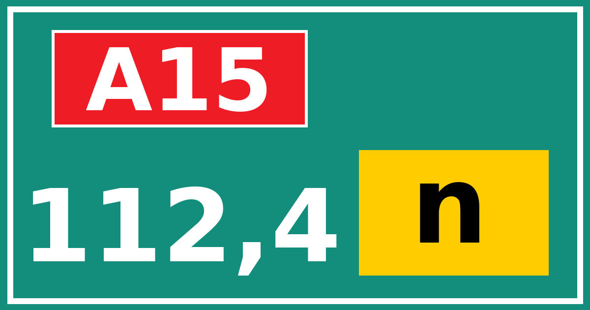Hectometerbord A15 112,4 letter n