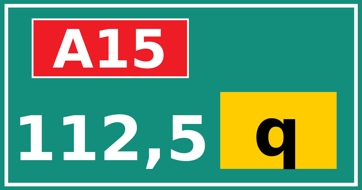 Hectometerbord A15 112,5 letter q